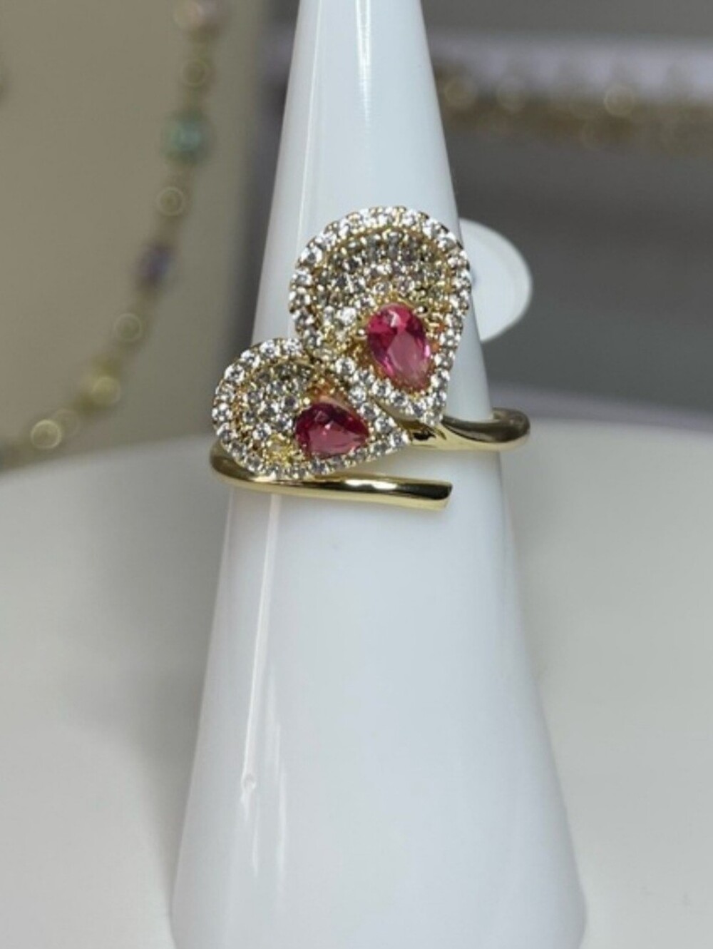 Size 6/7 Adjustable Pink Flower Ring